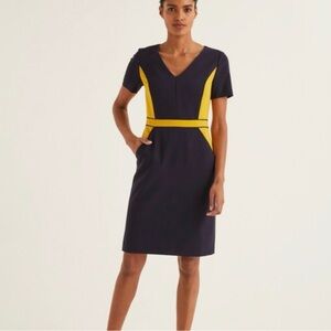 Boden Navy Dress with Yellow Accents